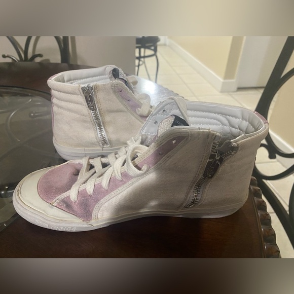Golden Goose Pink and White High-Top Sneakers - Picture 6 of 9